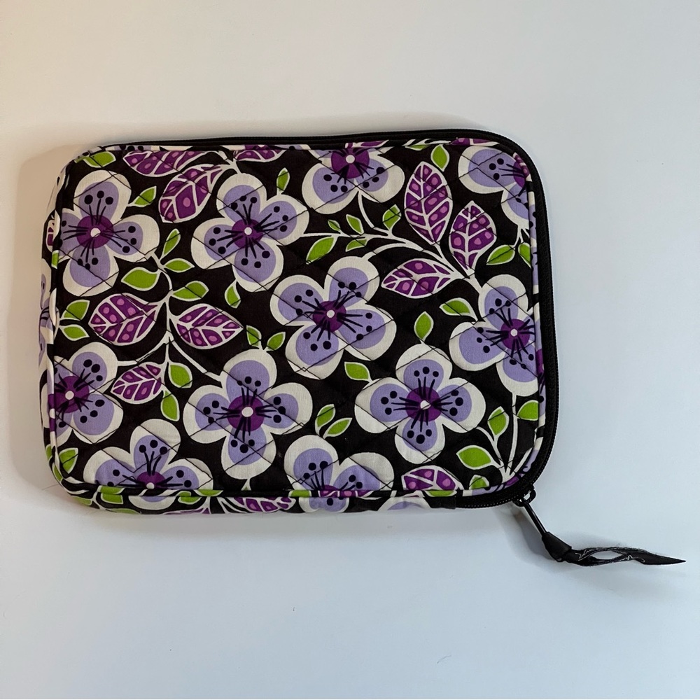 Vera Bradley Plum Petals Purple Quilted Zip Around E-Reader Tablet Sleeve Case